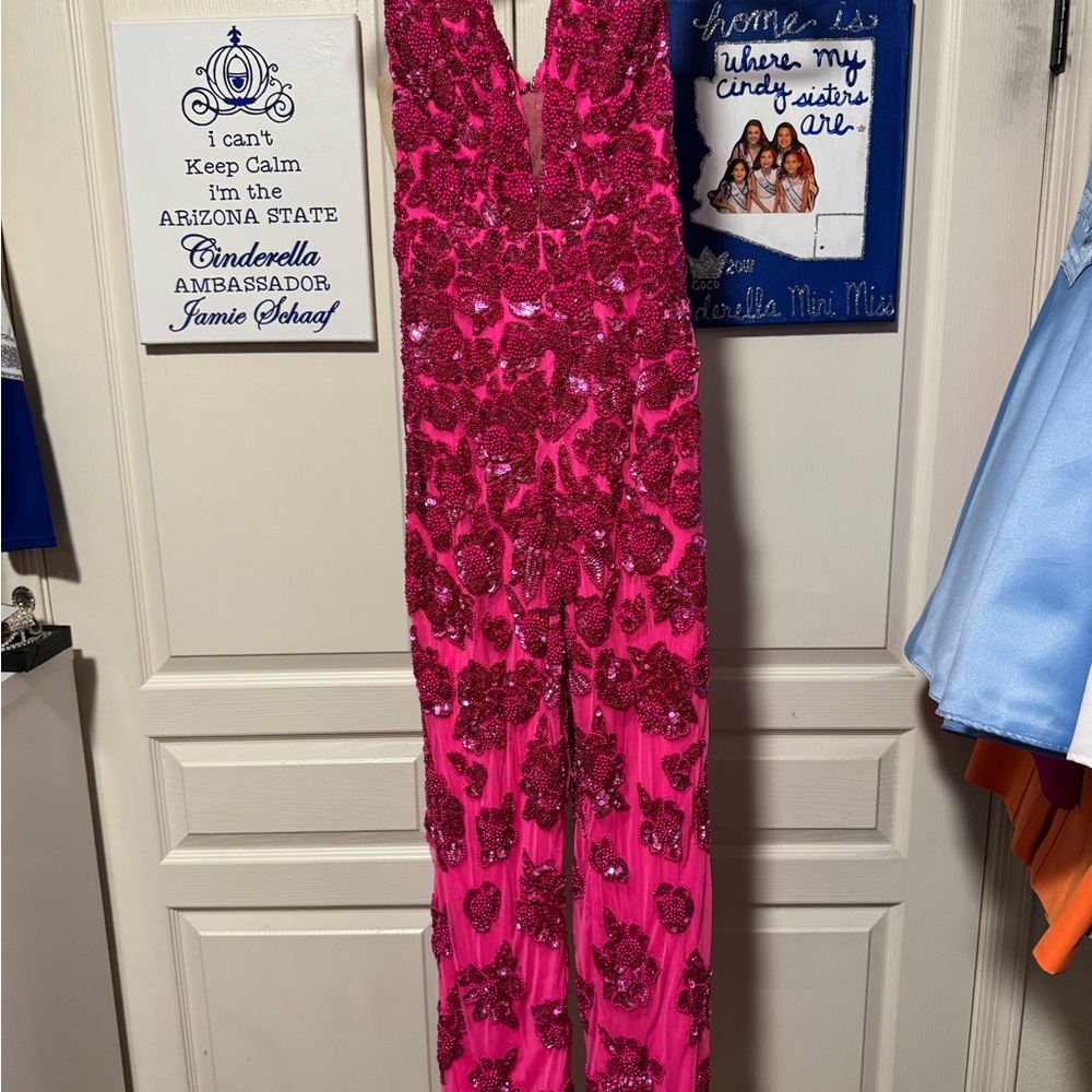 Elegant Pink Sequin Jumpsuit